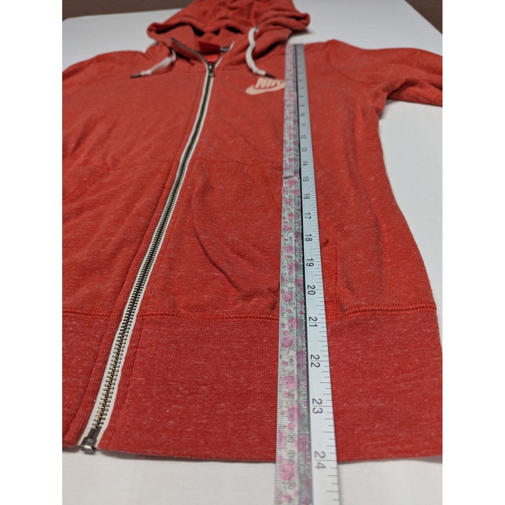 Nike Sportswear Gym Vintage Full Zip Hoodie Red Heather Womens Medium Logo - Picture 6 of 12